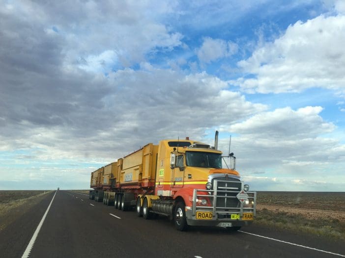 Truck driving on road