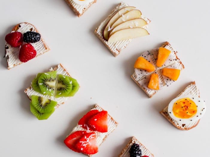 A flat lay of healthy snacks